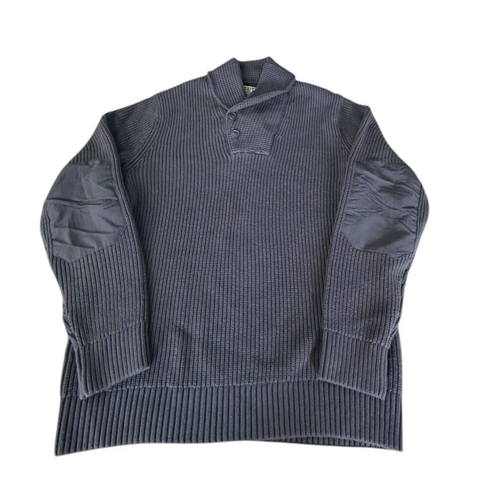 Duluth Trading Co Shawl Collar Padded Sleeves Sweater Blue Gray Men’s Size M